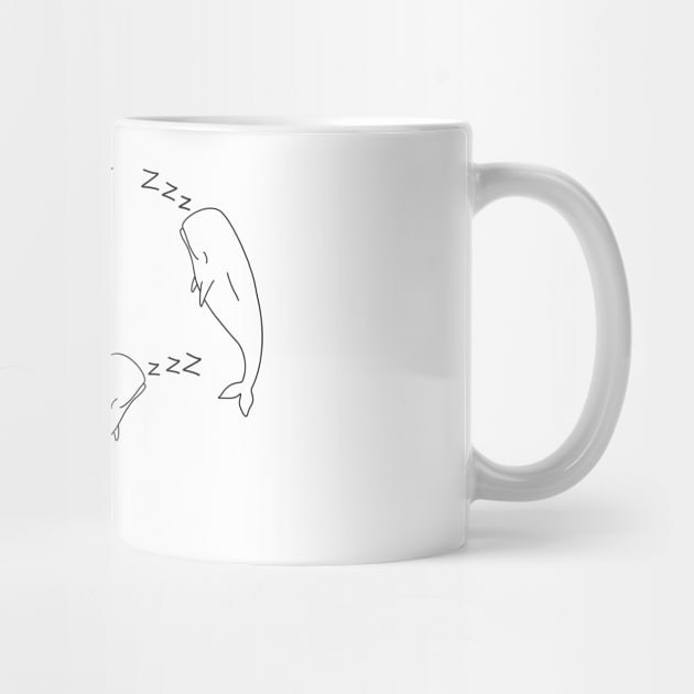 Sleeping Sperm Whales Cute Funny Black and White Design by olivergraham